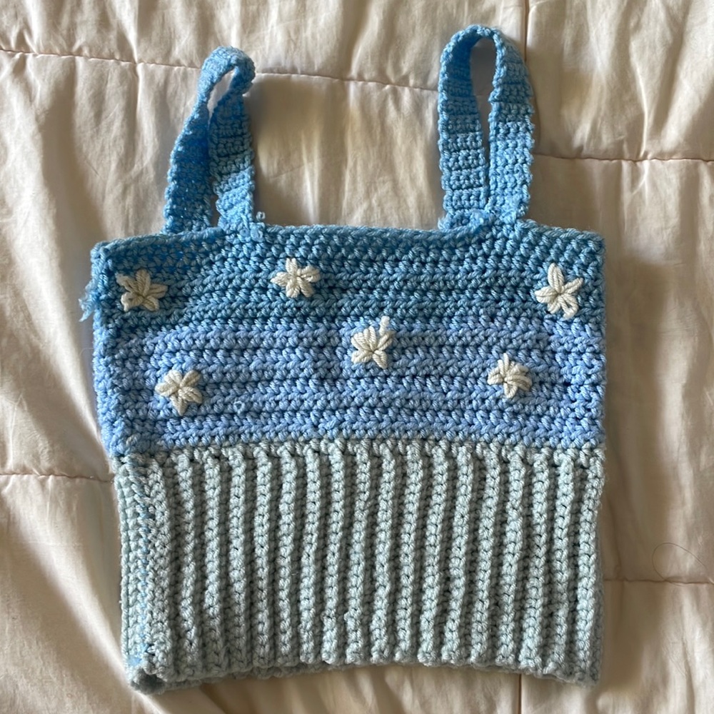 Blue Crochet Daisy Tank